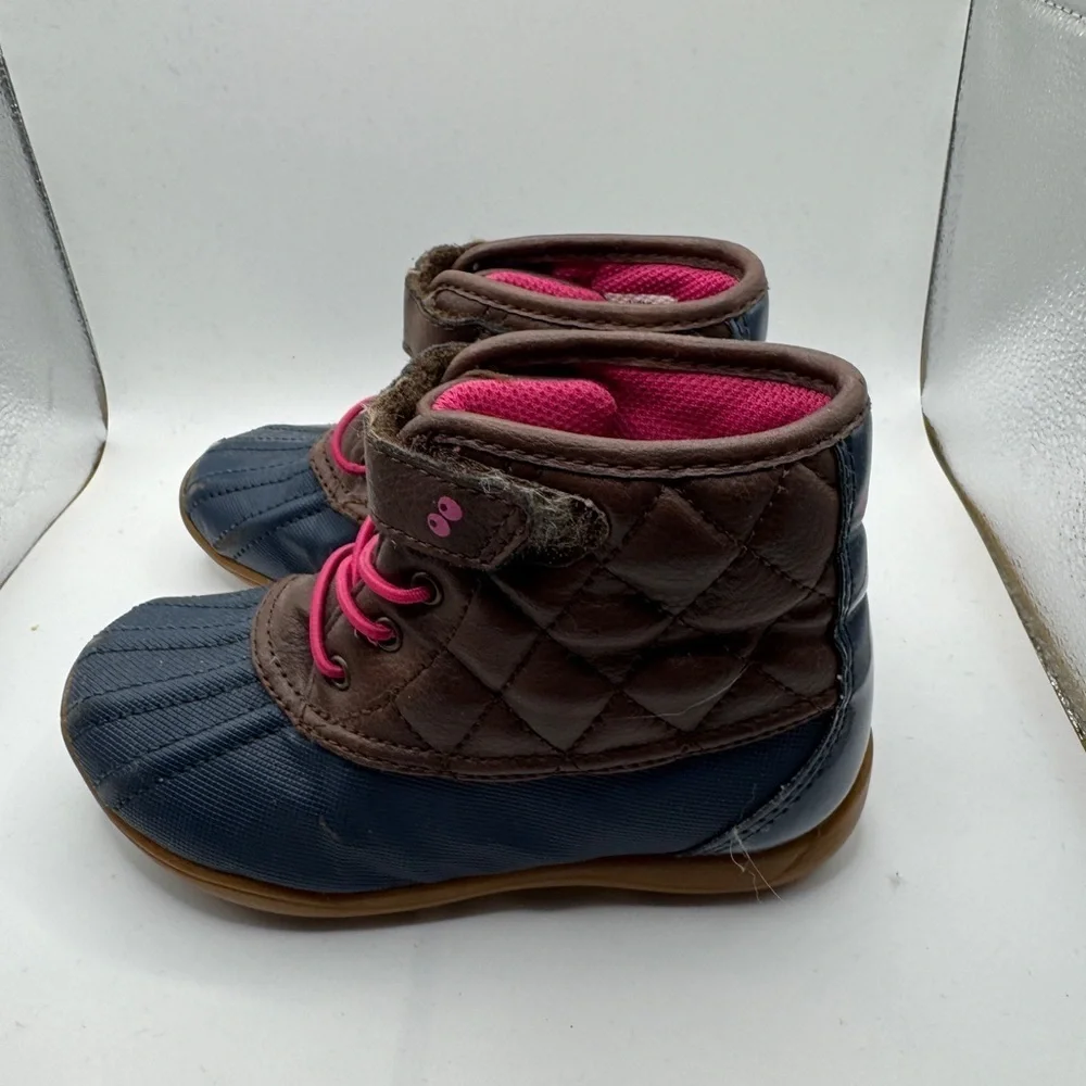 Surprize Toddler Girl Size 9 Brown & Blue Rain & Snow Boots